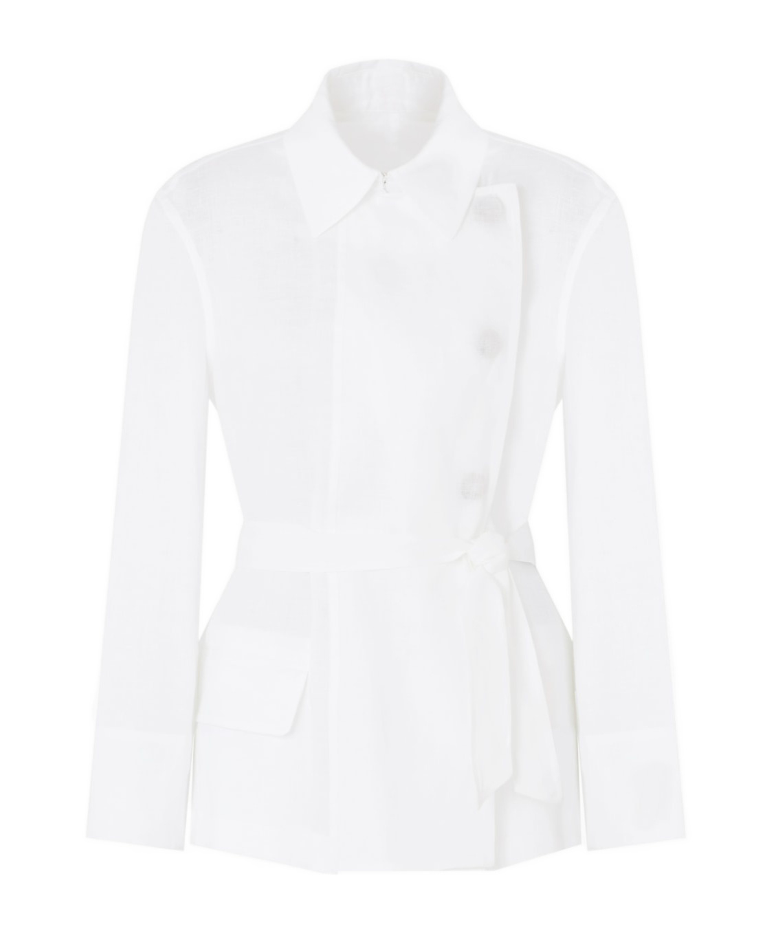Emporio Armani Pure Linen Shirt Jacket With Panel In White