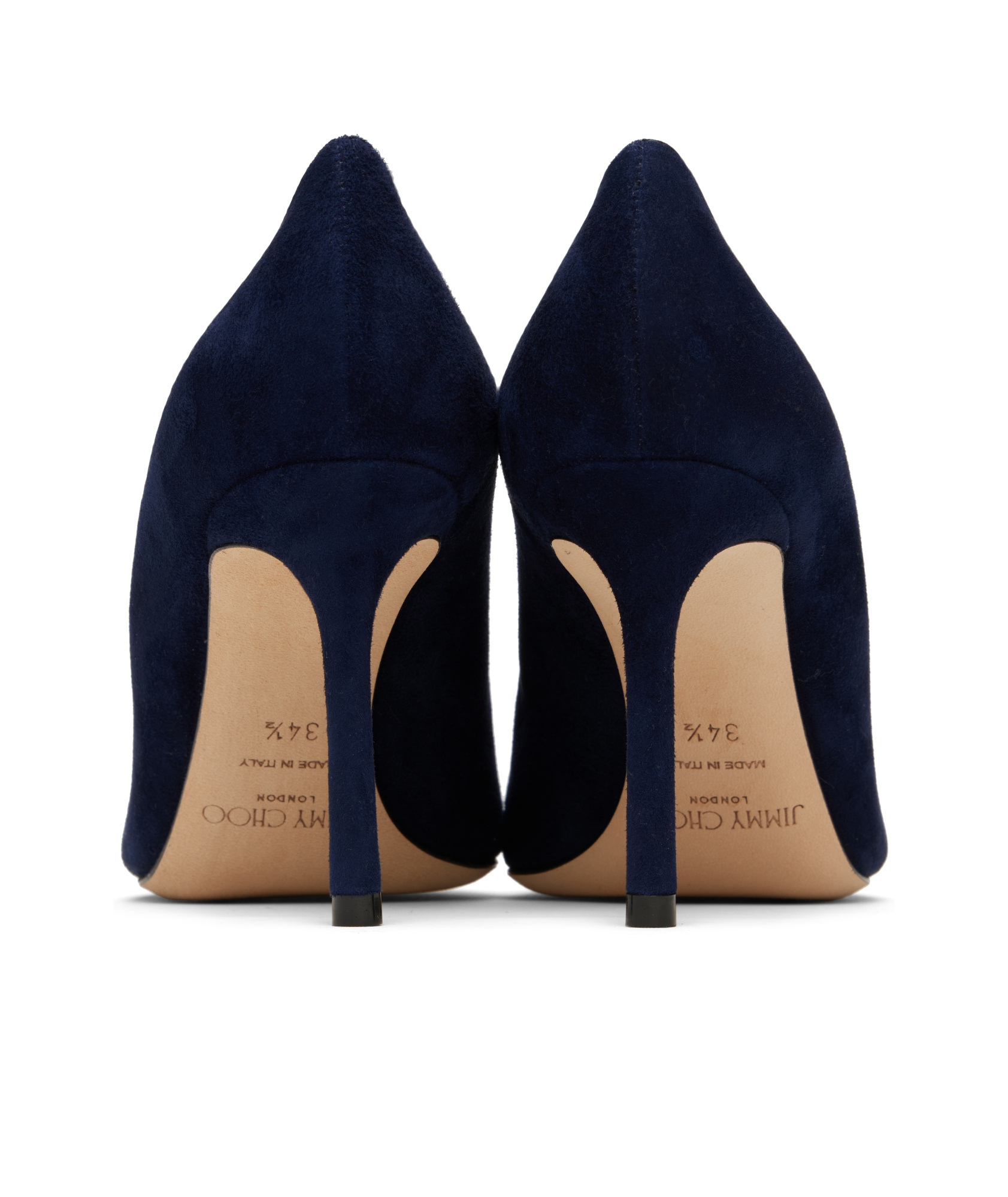 Jimmy Choo Logo Pointed High Heels In Navy Blue