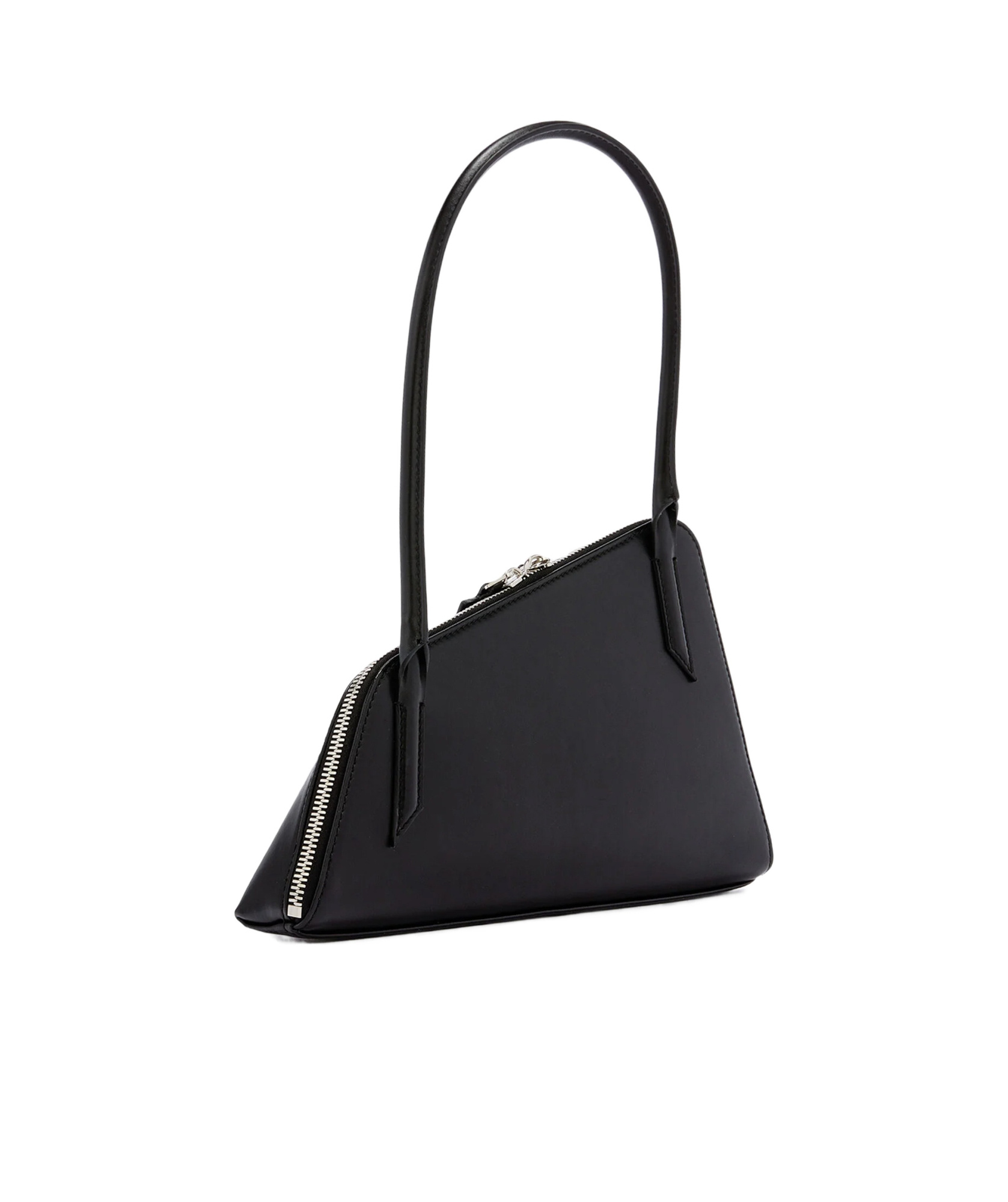 Attico Sunrise Leather Shoulder Bag In Black