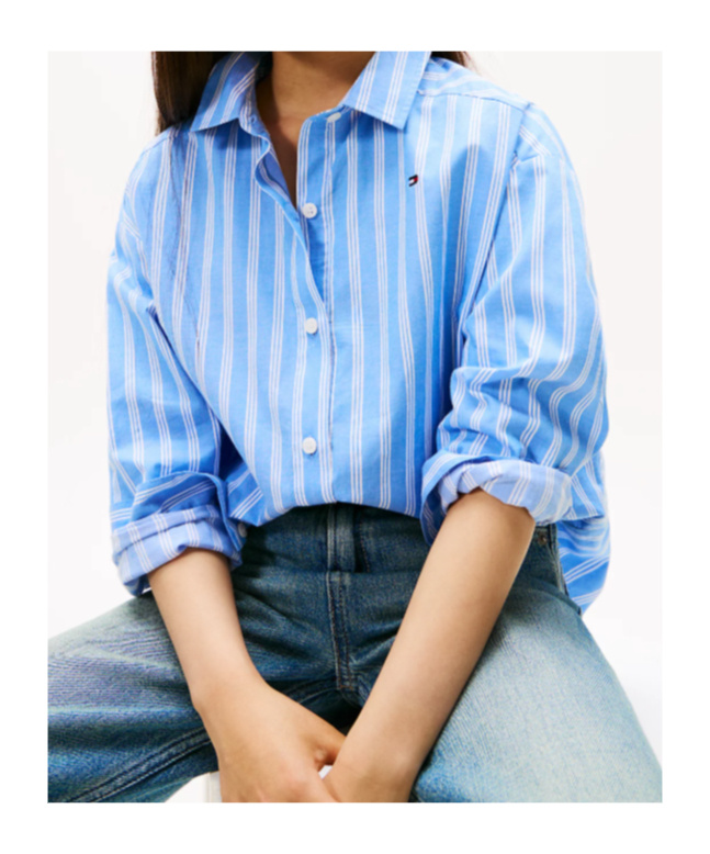 Tommy Hilfiger Striped Long-sleeve Shirt In Blue