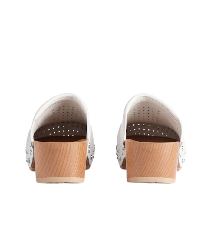 Balenciaga Scholl X 'clog' Perforated Rivet Wooden Mules In Neutral