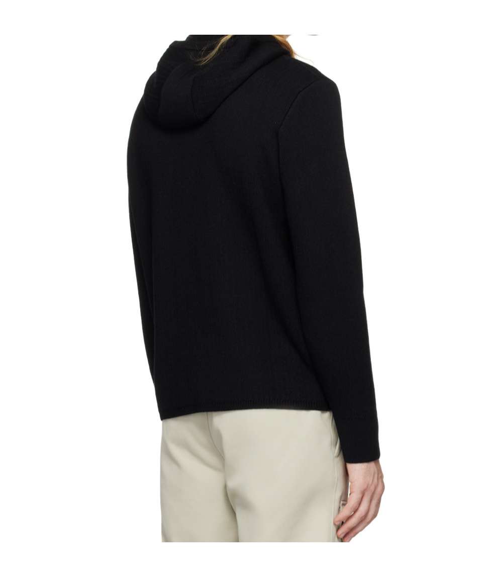 Shop Stone Island Hooded Long-sleeved Sweater In Black