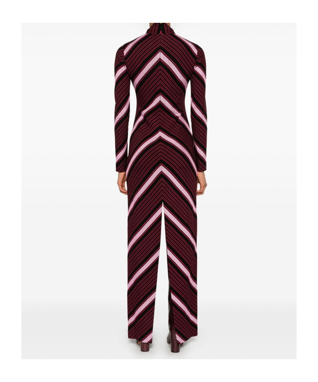 Missoni High Collar Long Sleeve Dress In Red