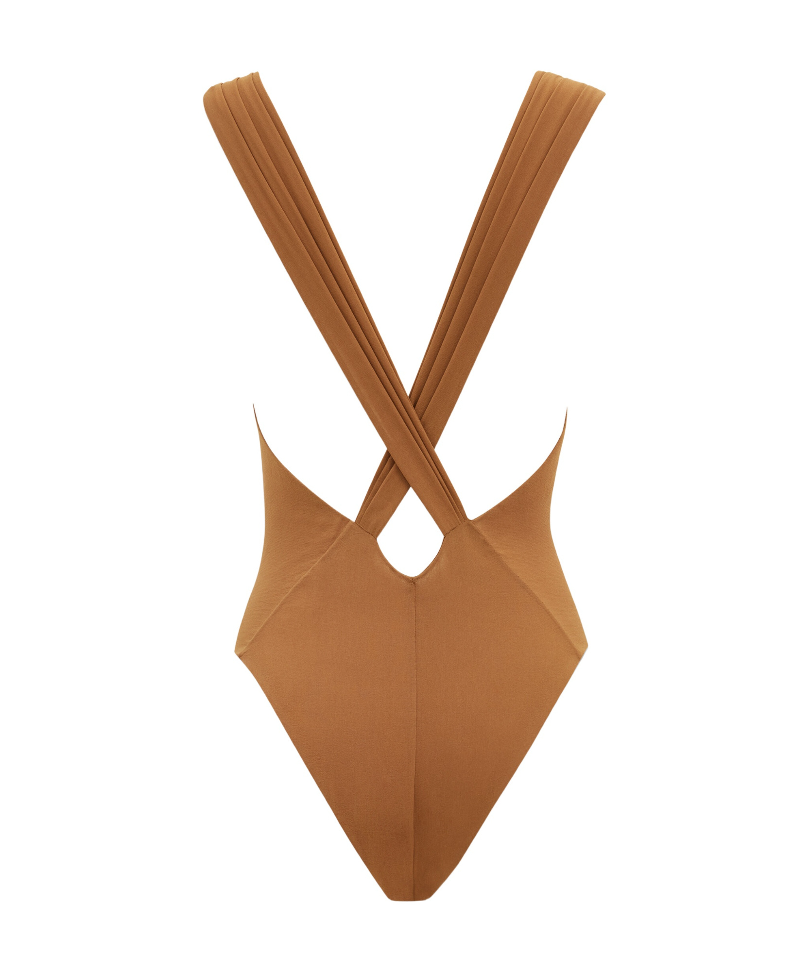 Saint Laurent Brown Silk-blend Crossover Bodysuit In Brown
