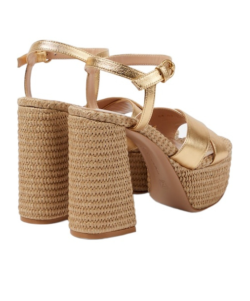 Gianvito Rossi Solid Leather Platform Sandals In Brown