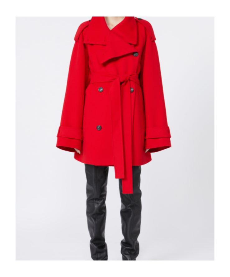 Sportmax Belted Double-breasted Trench Coat In Red
