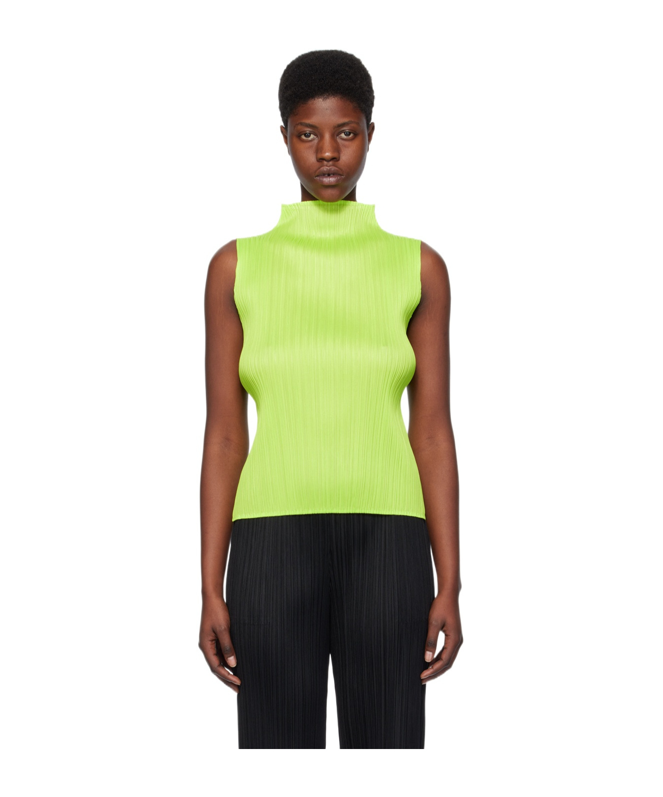 Shop Issey Miyake Pleated Vest In Green