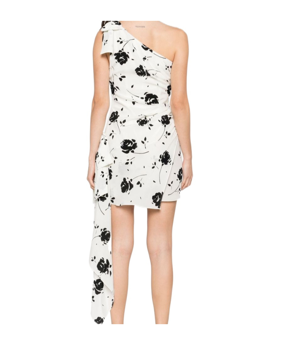 Alessandra Rich Floral-print One-shoulder Dress In White