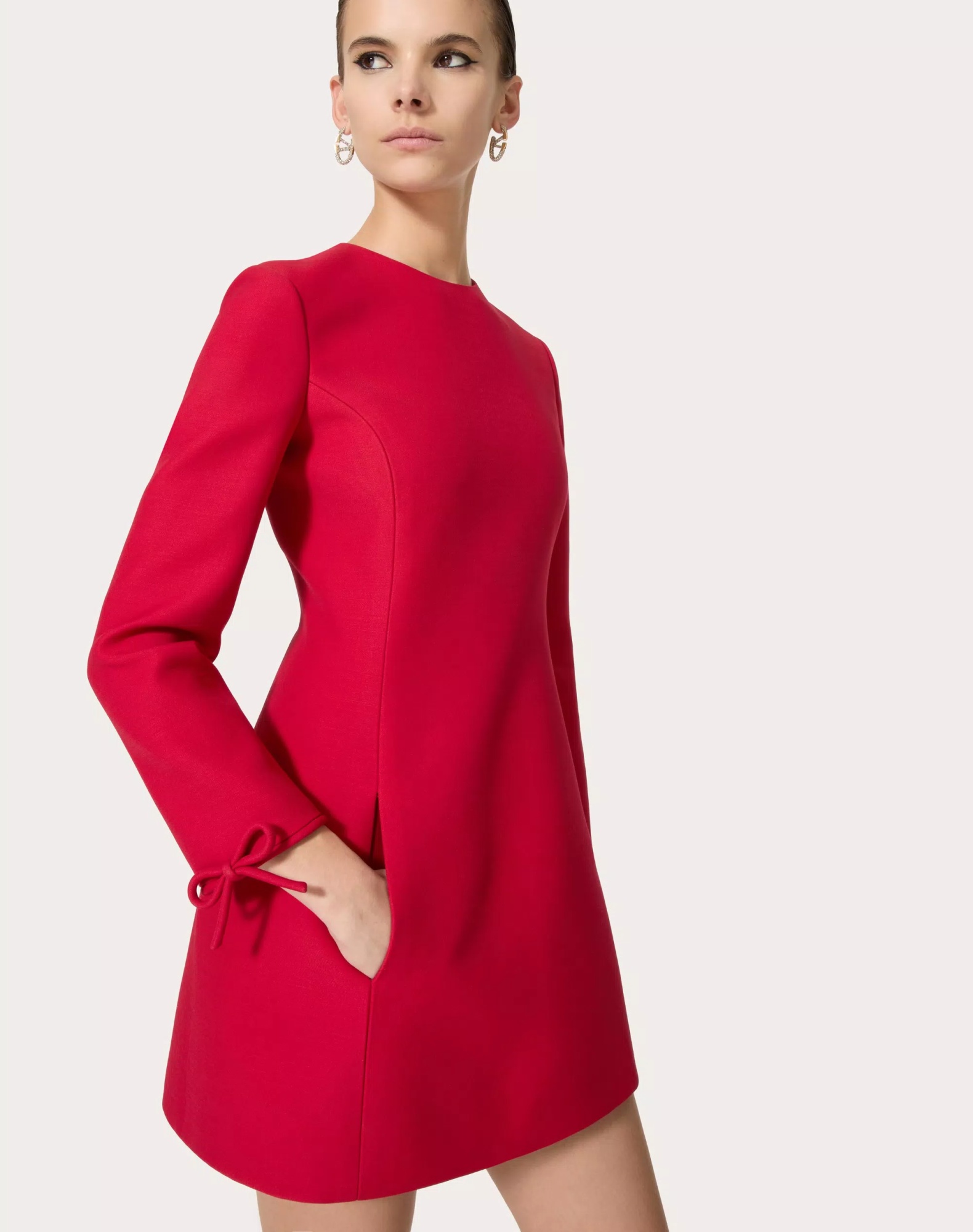Valentino Crepe Mini Dress In Red