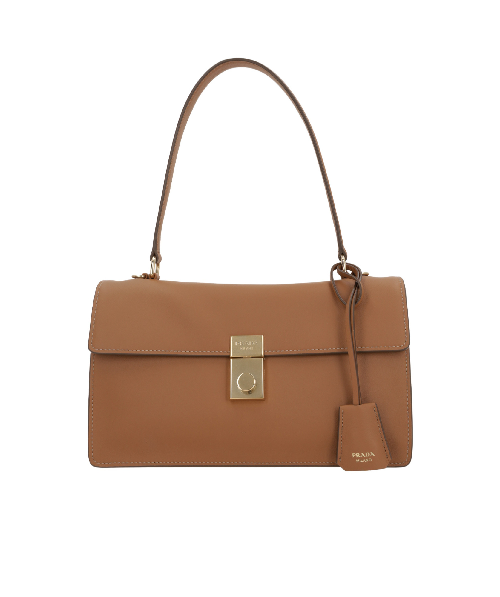 Prada Pendant Shoulder Bag In Brown