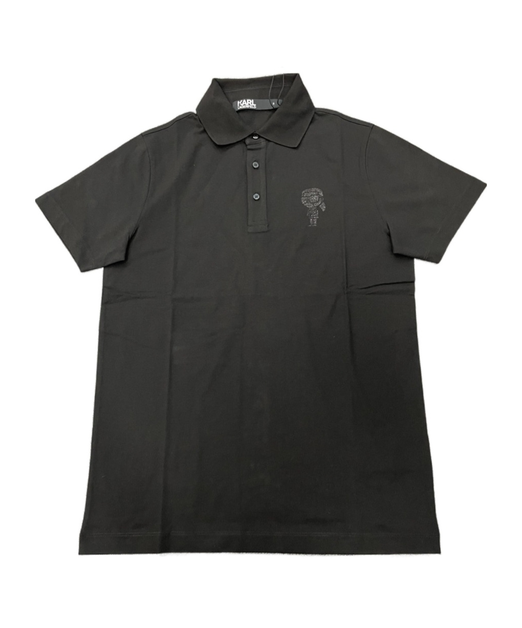 Karl Lagerfeld Logo Short-sleeved Polo Shirt In Black