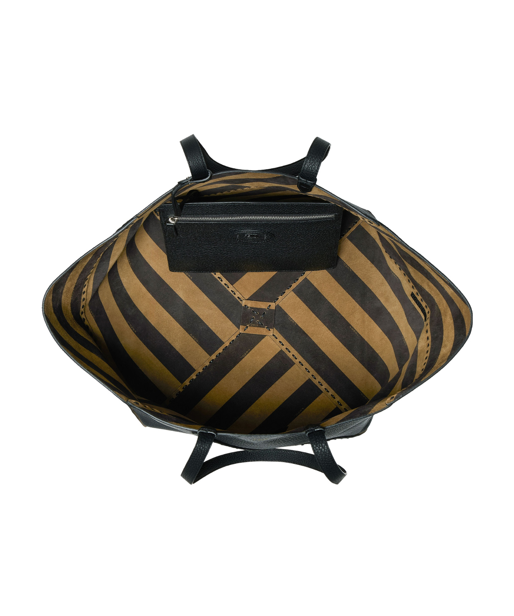 Fendi Shopping Bag Diagonal Selleria Large In Pelle In Black