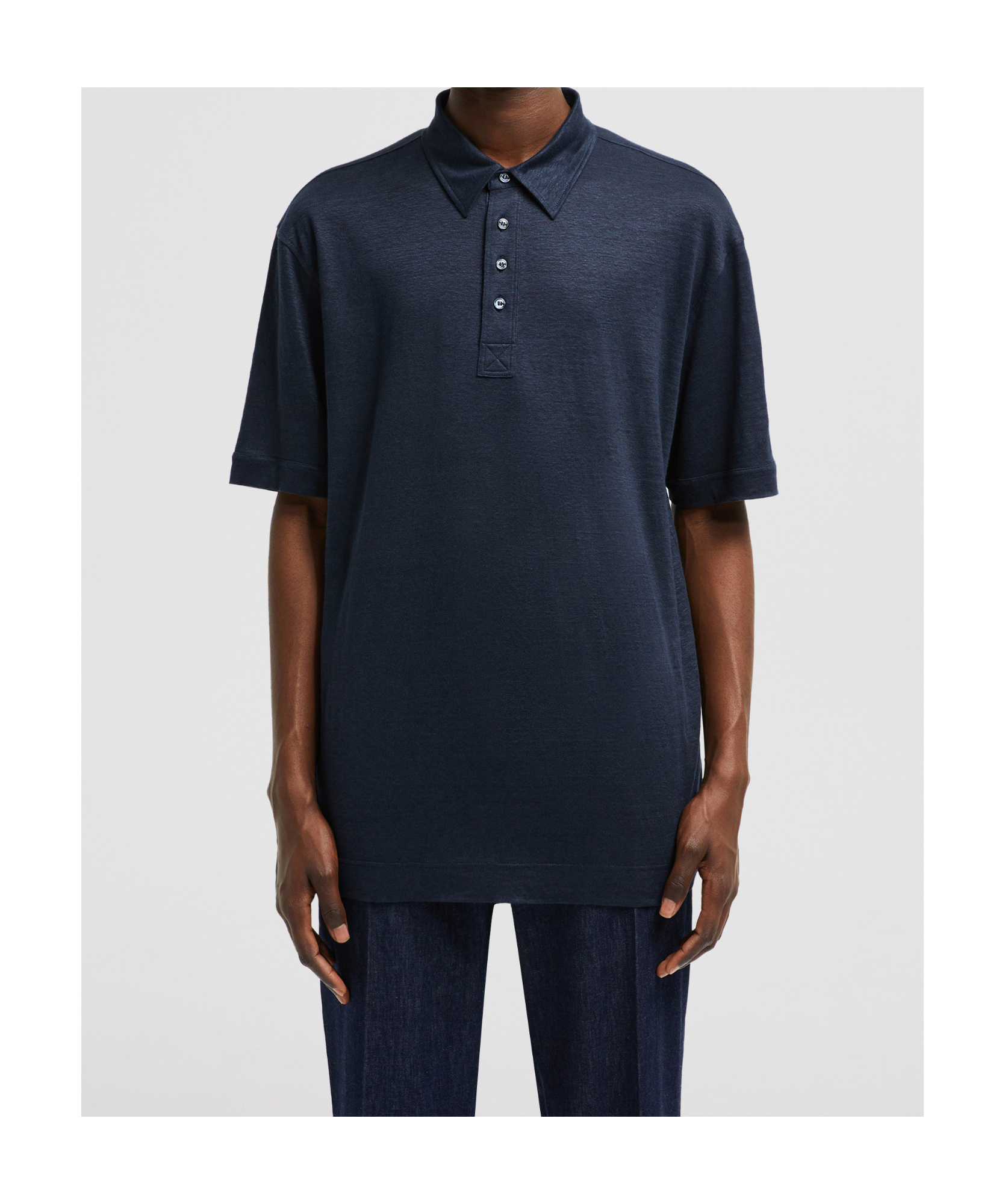 Shop Moncler Linen Polo Shirt