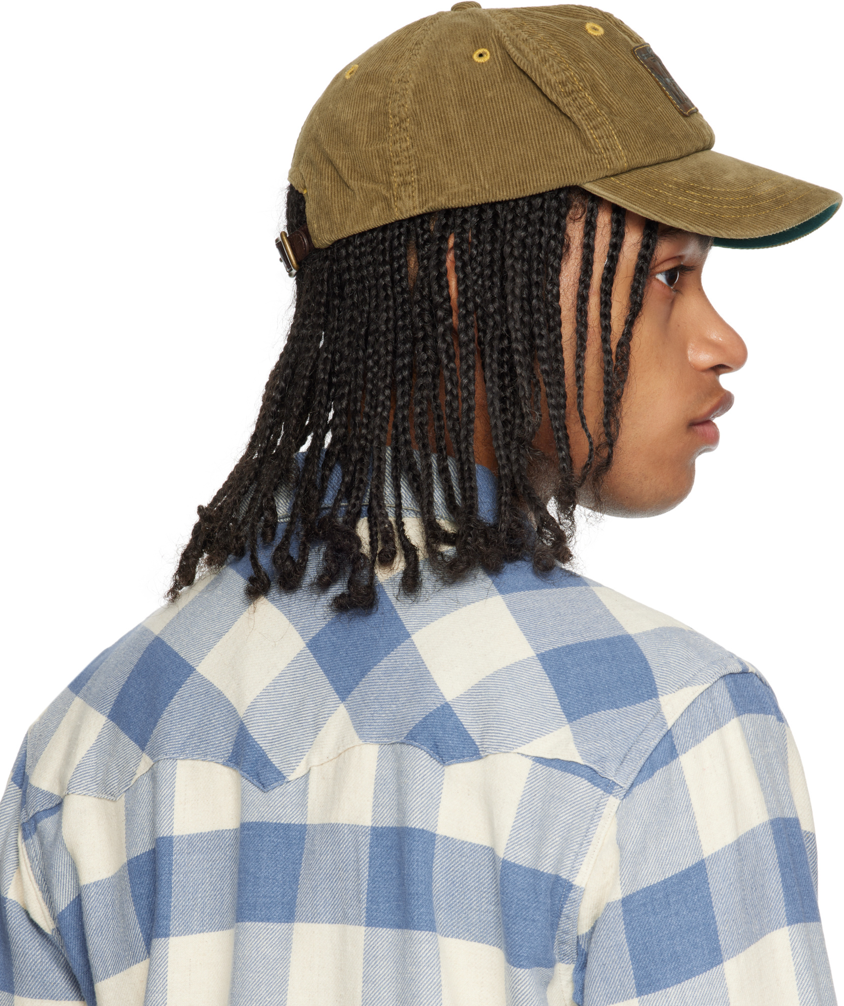 Rrl Tan Leather-patch Corduroy Trucker Cap In Multicolor