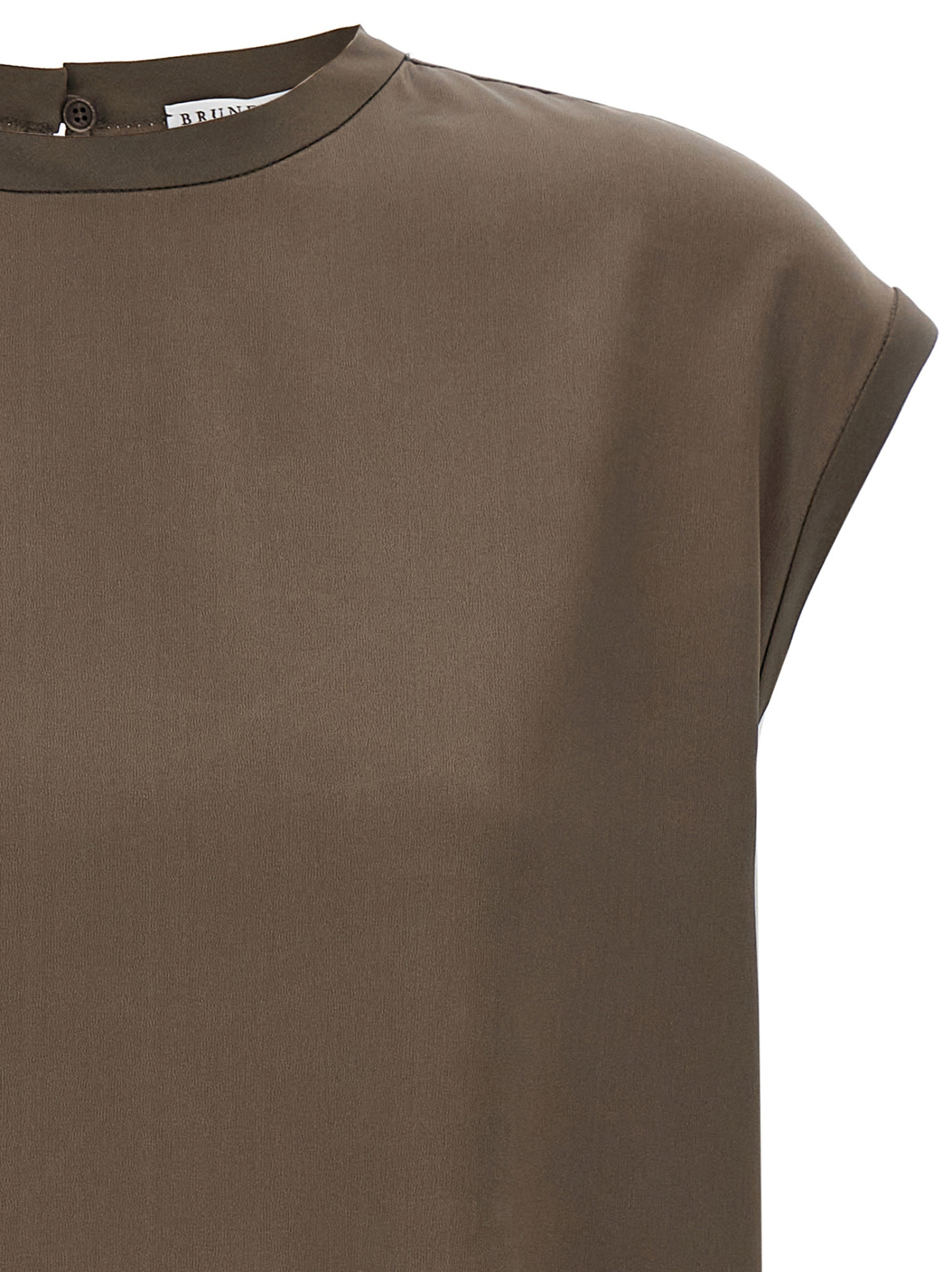 Brunello Cucinelli Silk Crewneck Blouse With Back Button Closure