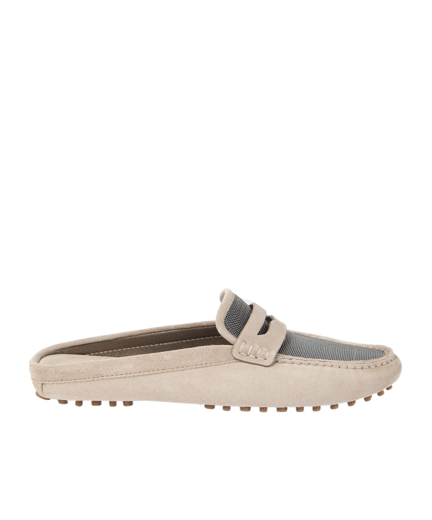 Brunello Cucinelli Suede Precious Driving Mules