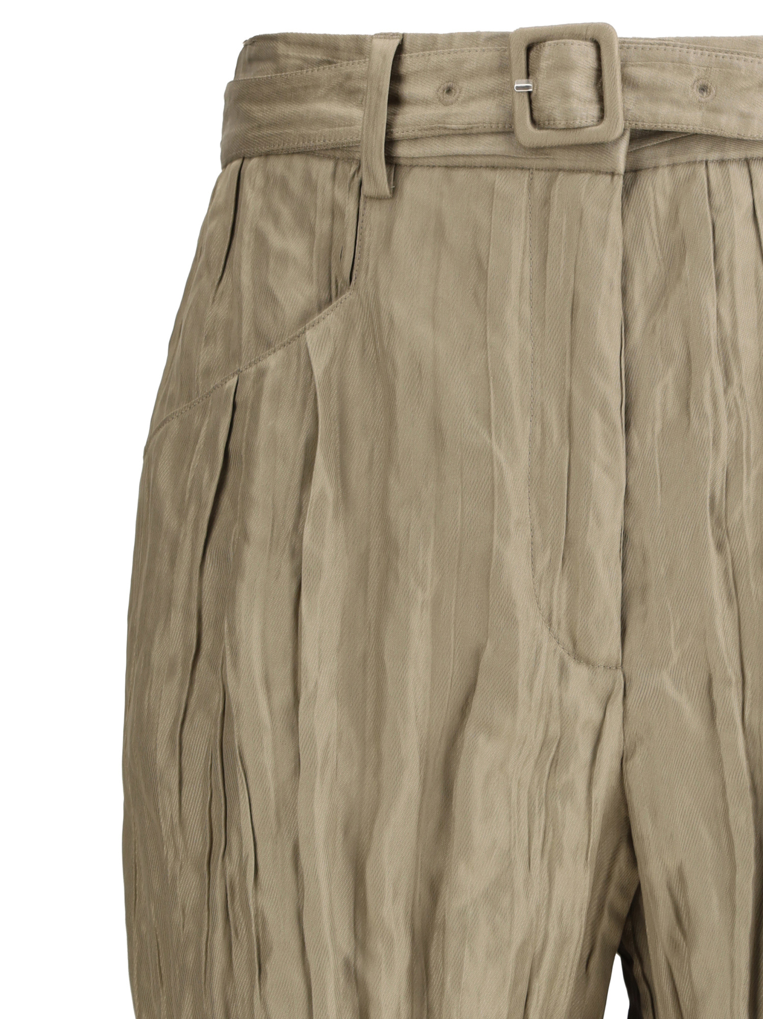 Gabriela Hearst Norman High-rise Metallic Silk Wide-leg Pants In Green