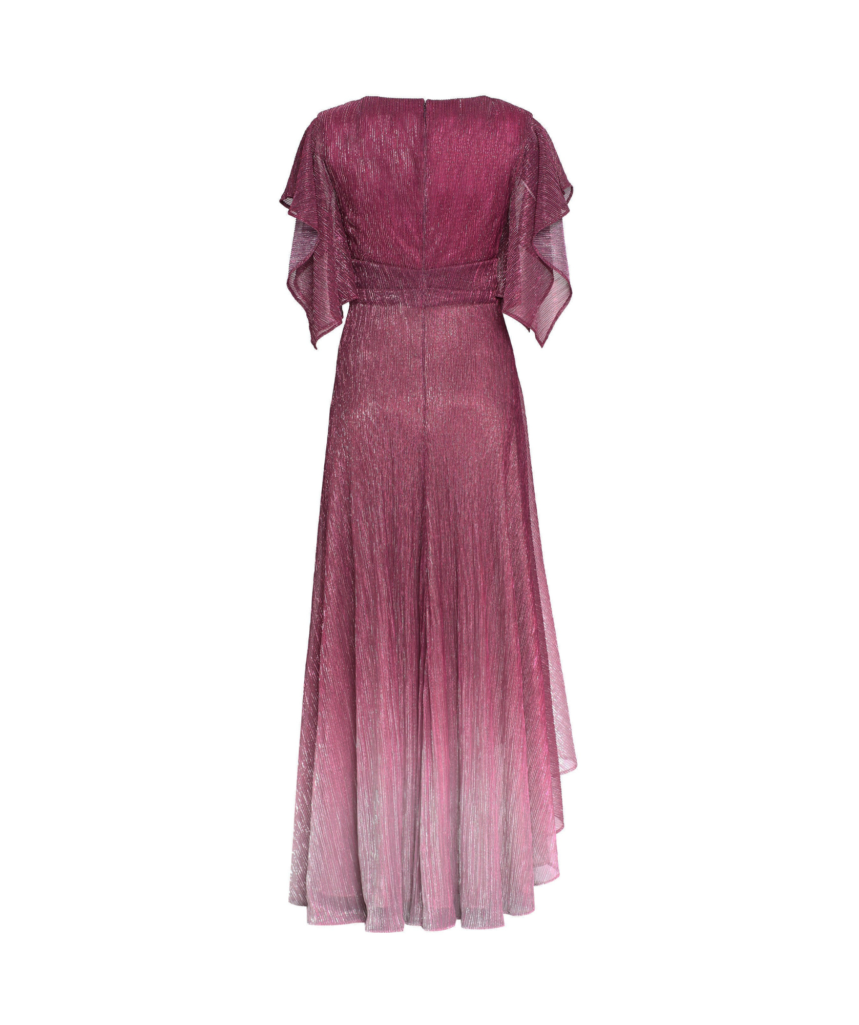 Talbot Runhof Metallic Voile Asymmetric Dress In Pink