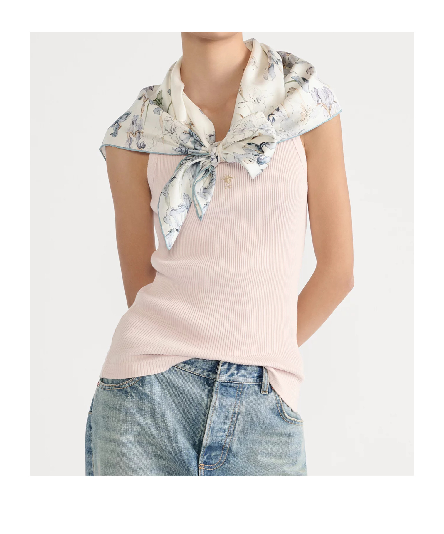 Dior Butterfliesiris 90 Square Scarf In White