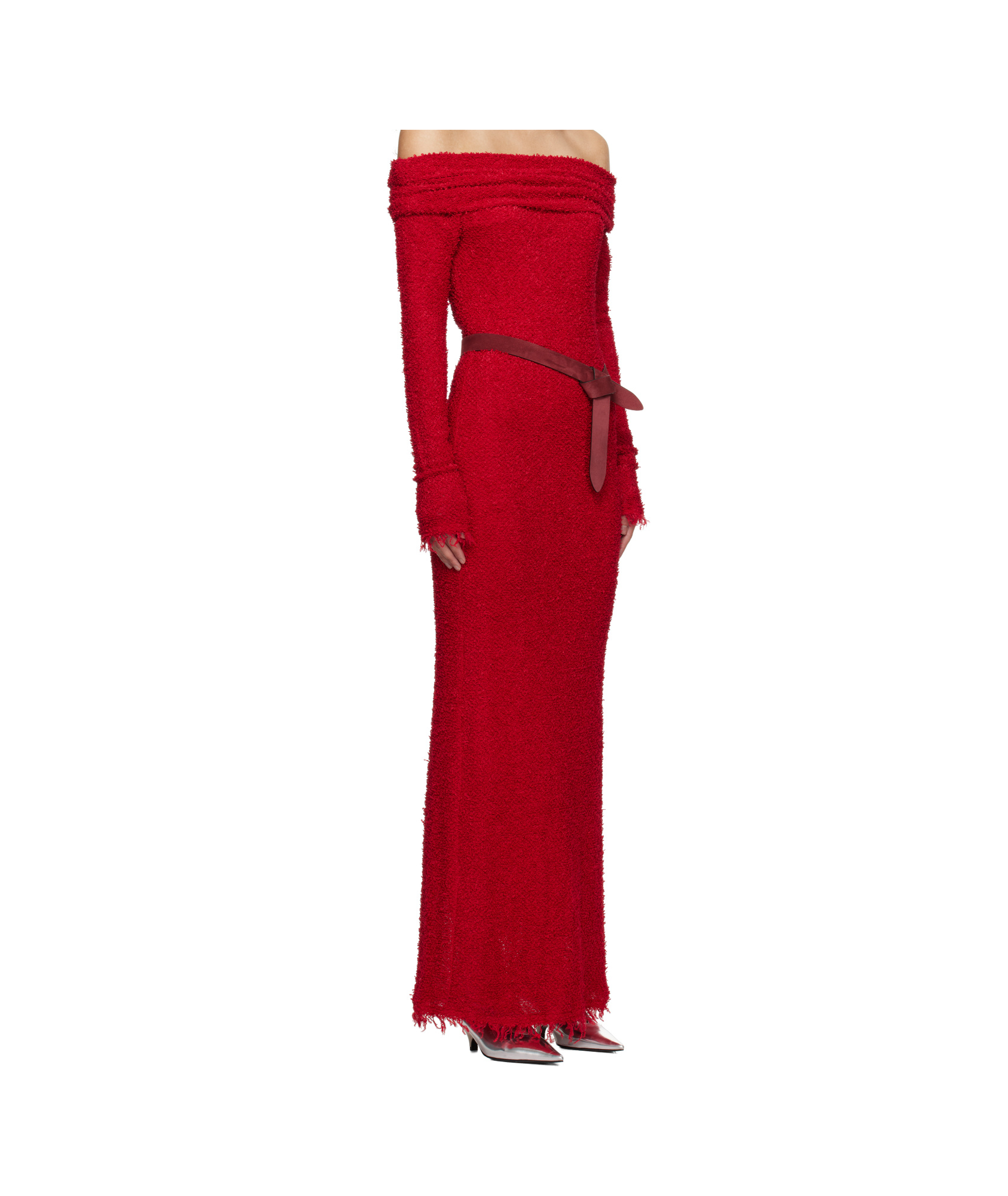 Isabel Marant Ormany Boucle Jersey Off-shoulder Dress In Red
