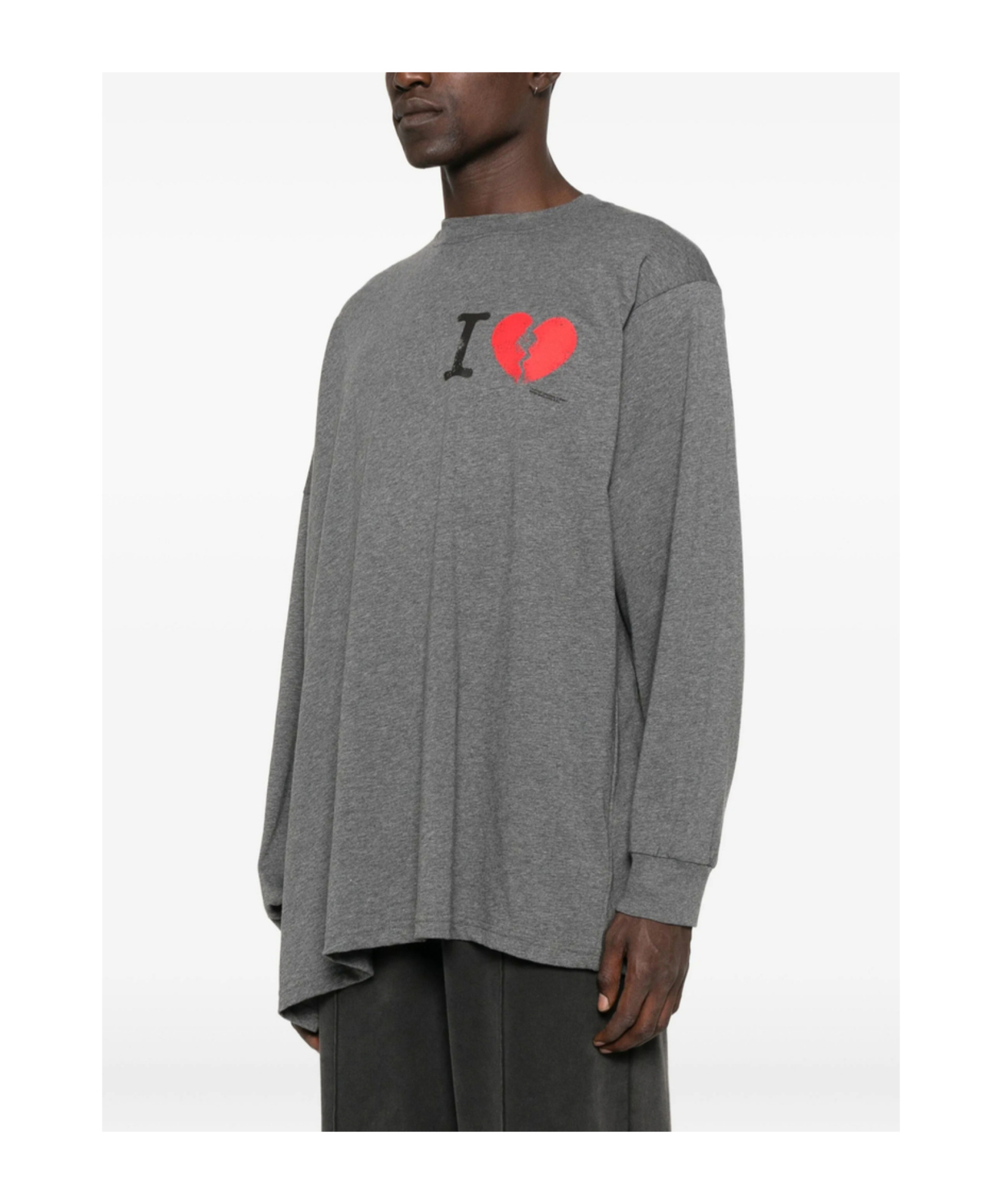 Magliano Broken-heart Print Long-sleeved T-shirt In Gray
