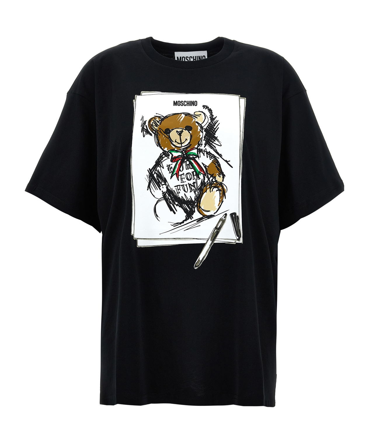 Moschino Black Printed T-shirt In Black