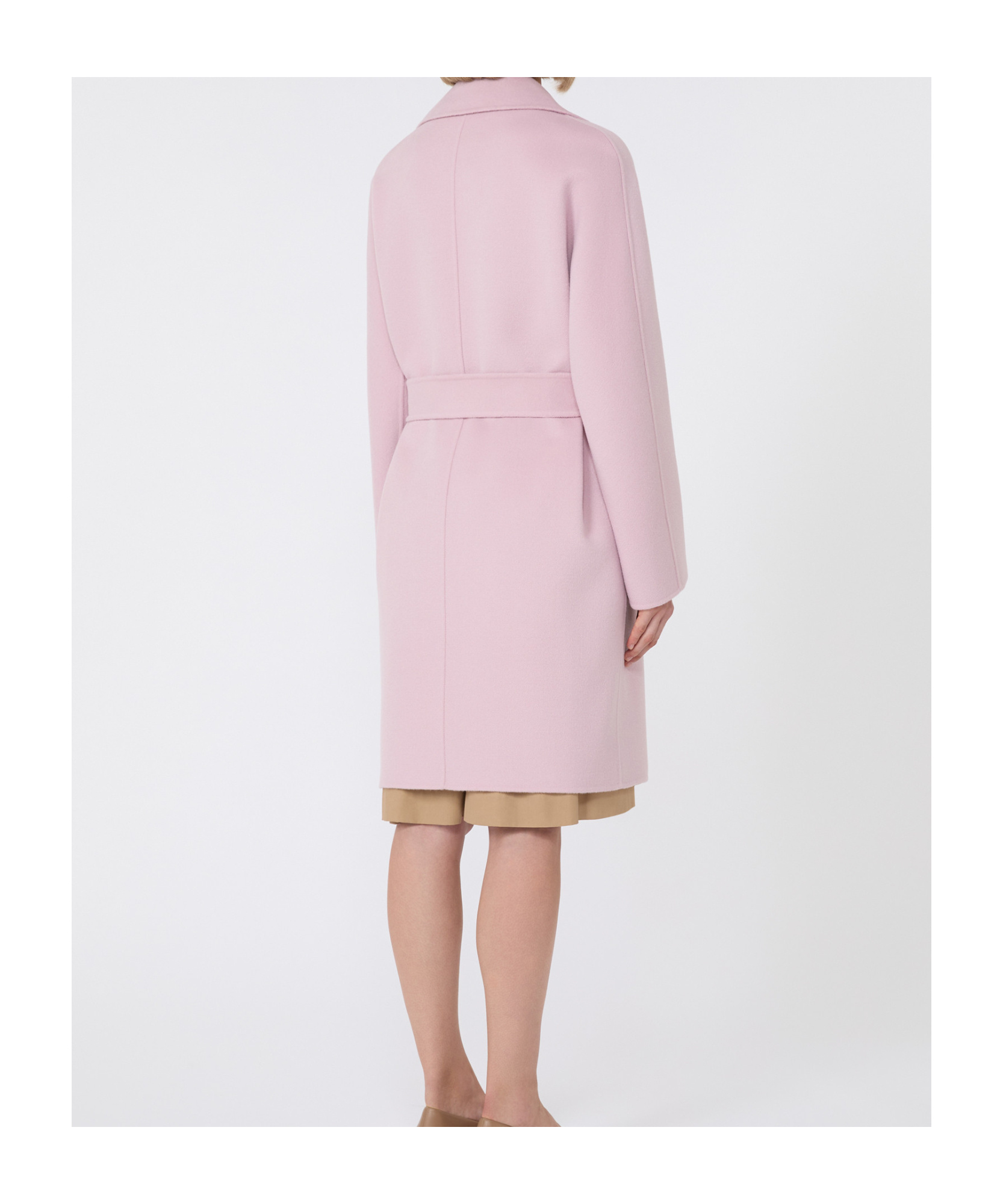 Max Mara Belted Wool Coat In Pink