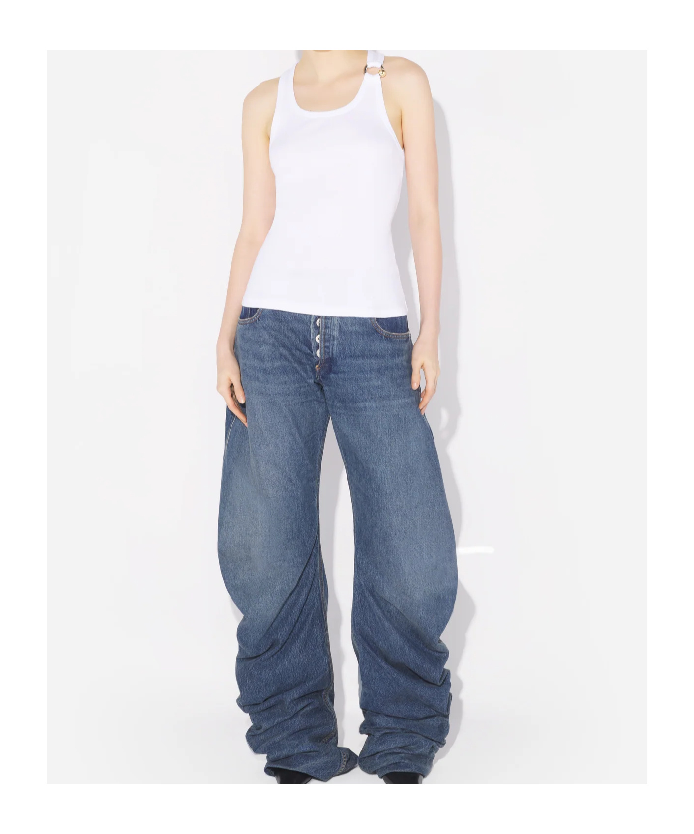 Jean Paul Gaultier Tank Top With Piercing In White