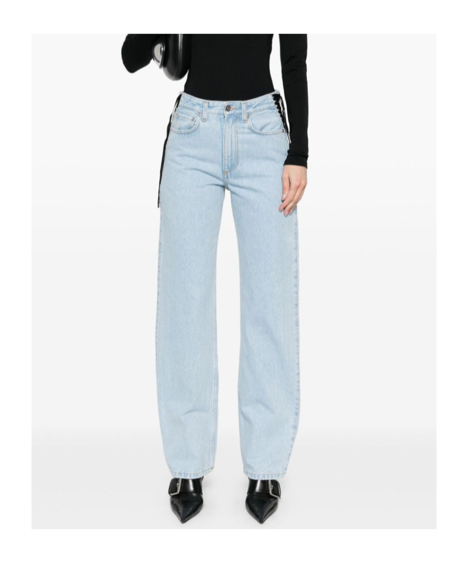 Mugler Lace-up Detail Denim Trousers With Back Pockets In Blue