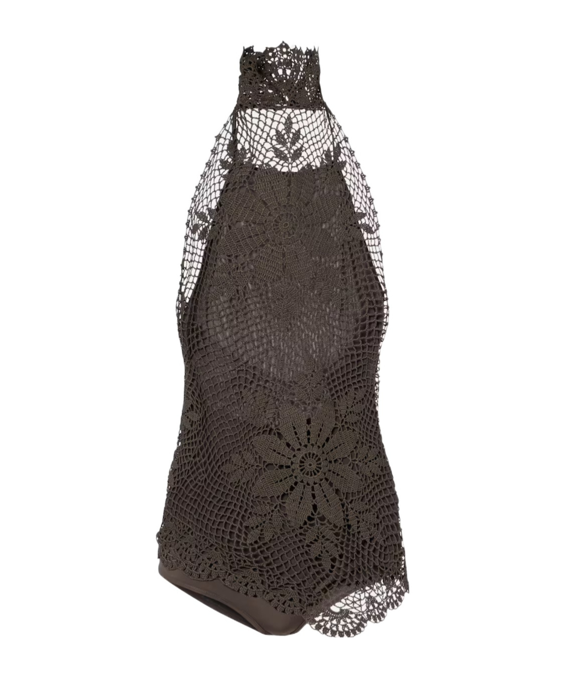 Magda Butrym Crochet Cotton Top In Brown