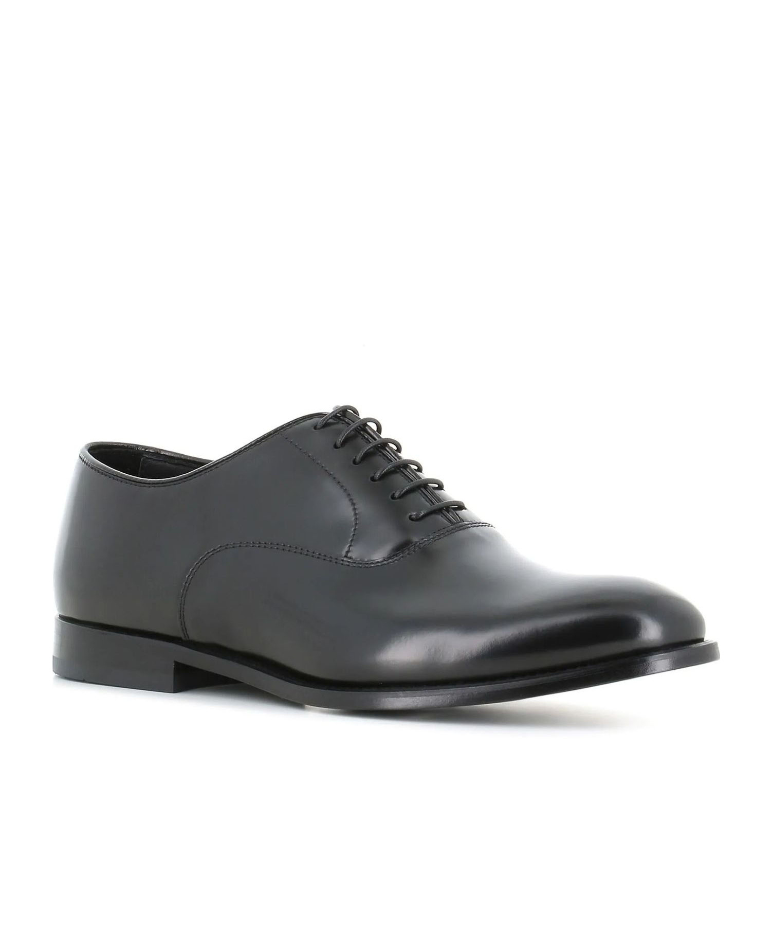 Doucal's Classic Black Derby Shoes Polished Finish In Calf Leather Man In Black