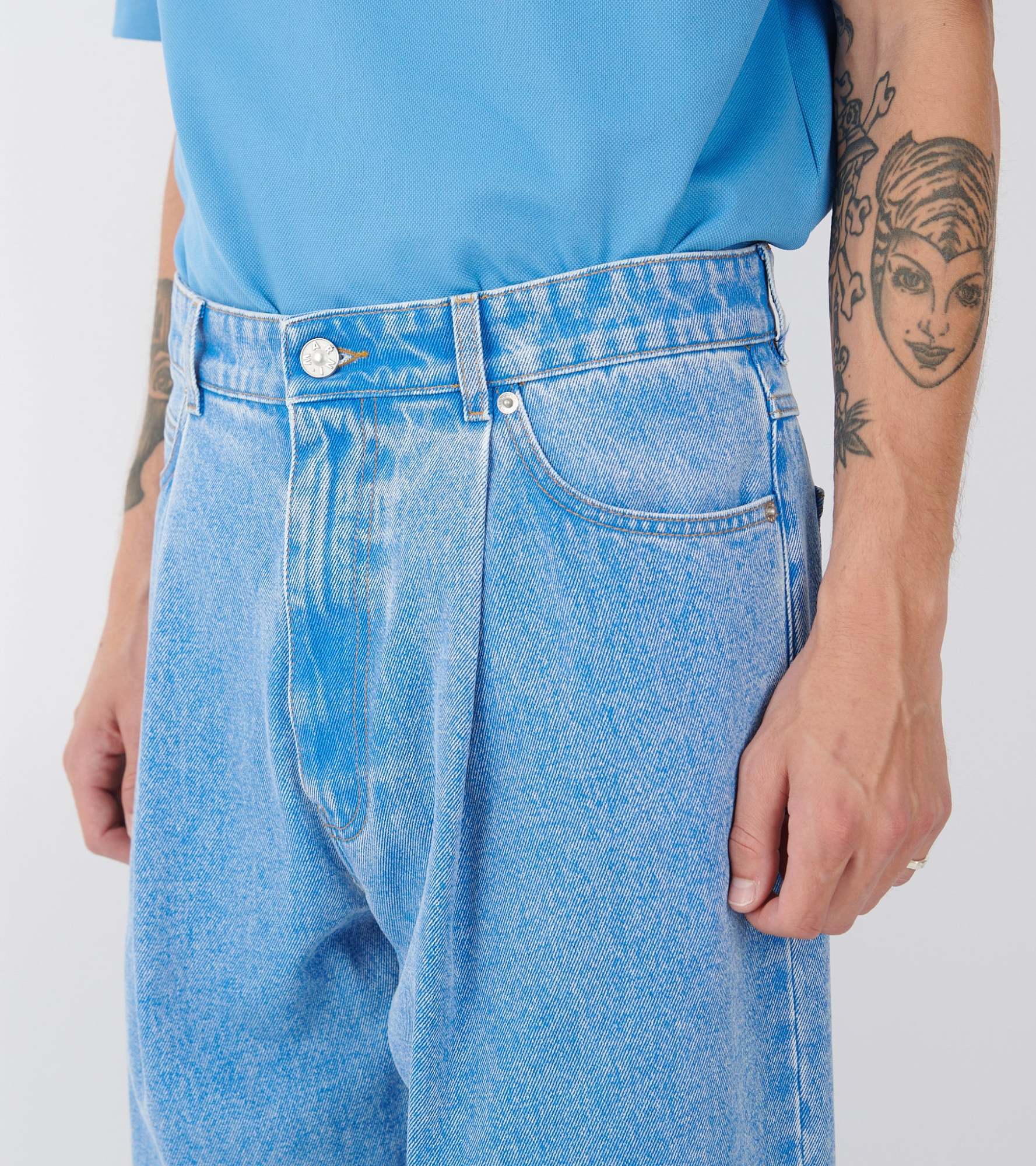 Marni Bleached Coated Denim Jeans Blue In Blue