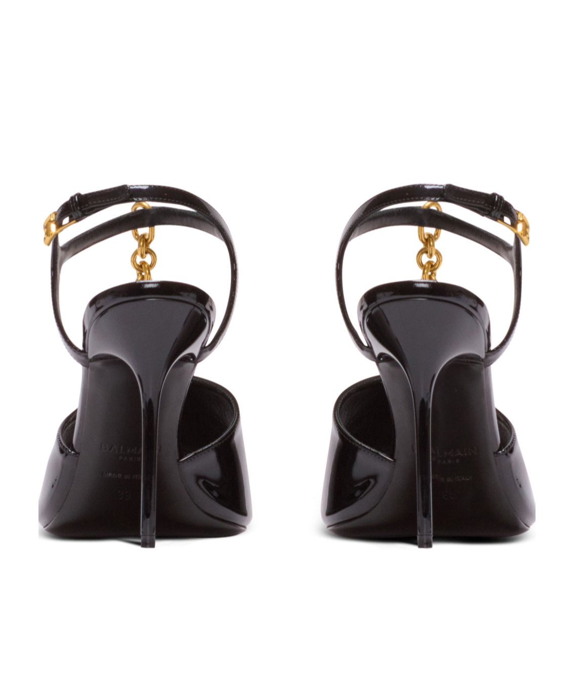 Balmain Sync Patent Leather Sandals With Heel In Black