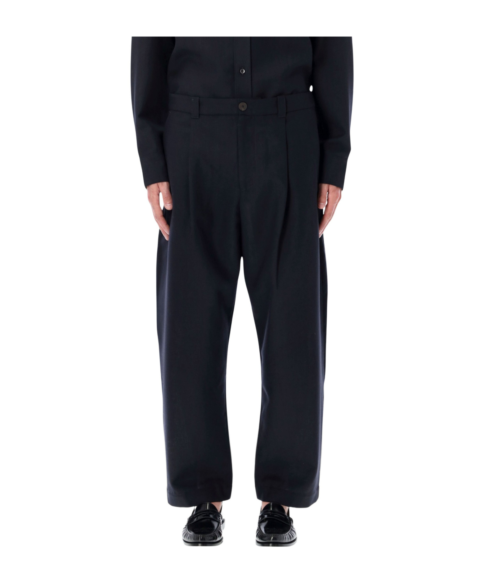 Studio Nicholson Tucked Front Pants With Tailored Silhouette In Black