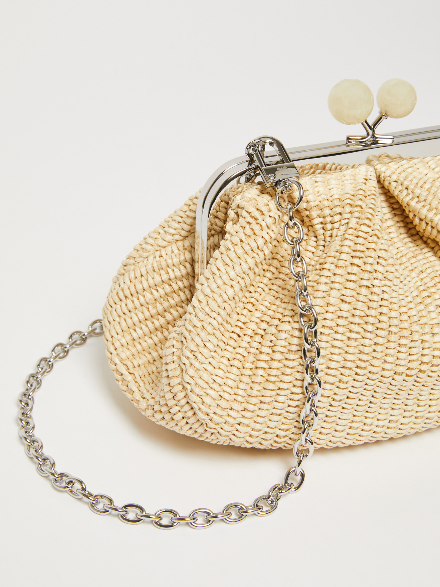 Weekend Max Mara Small Raffia-effect Pasticcino Bag In Nude