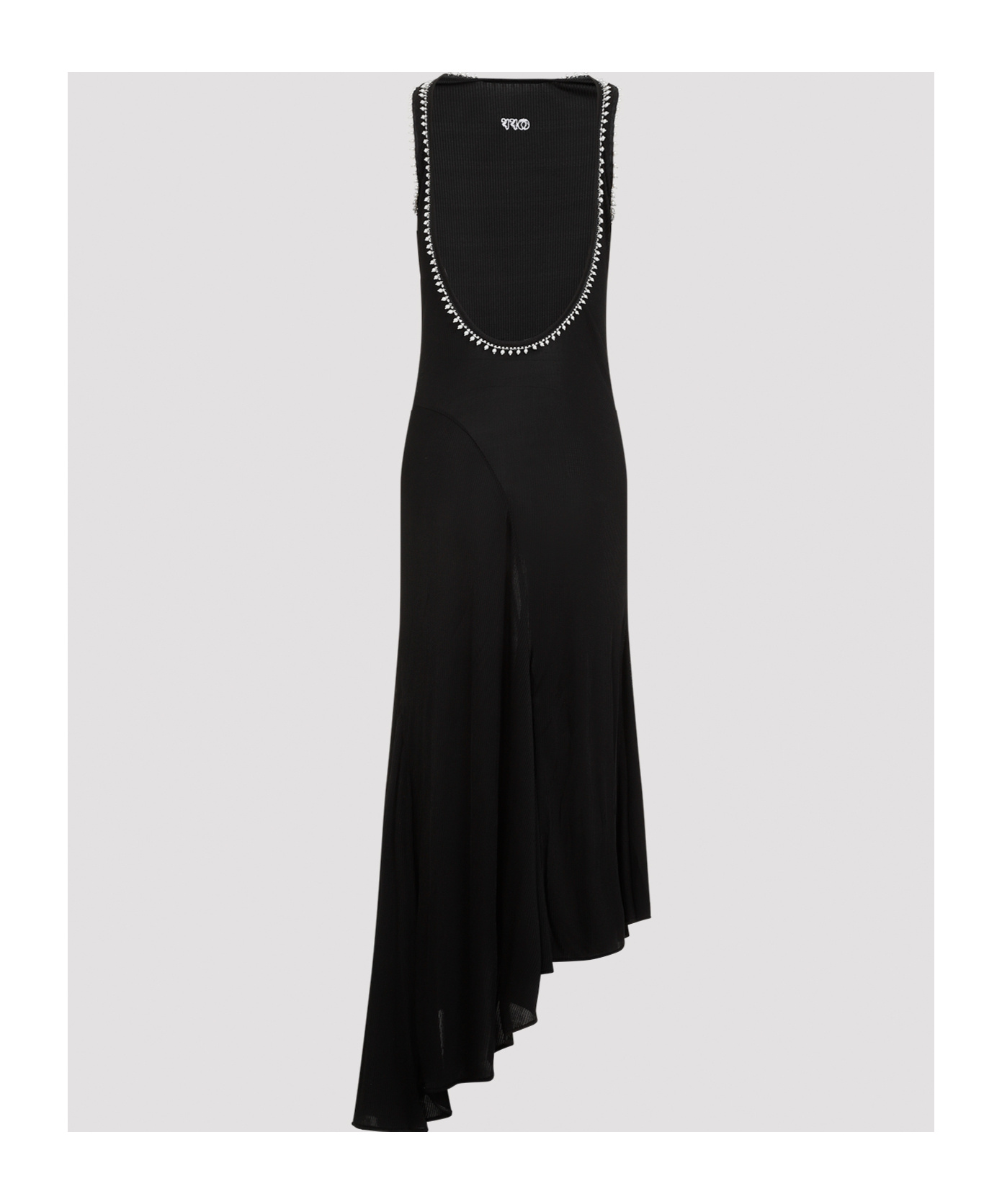 Off-white Black Light Ribbed Embroidered 20s Long Dress In Black
