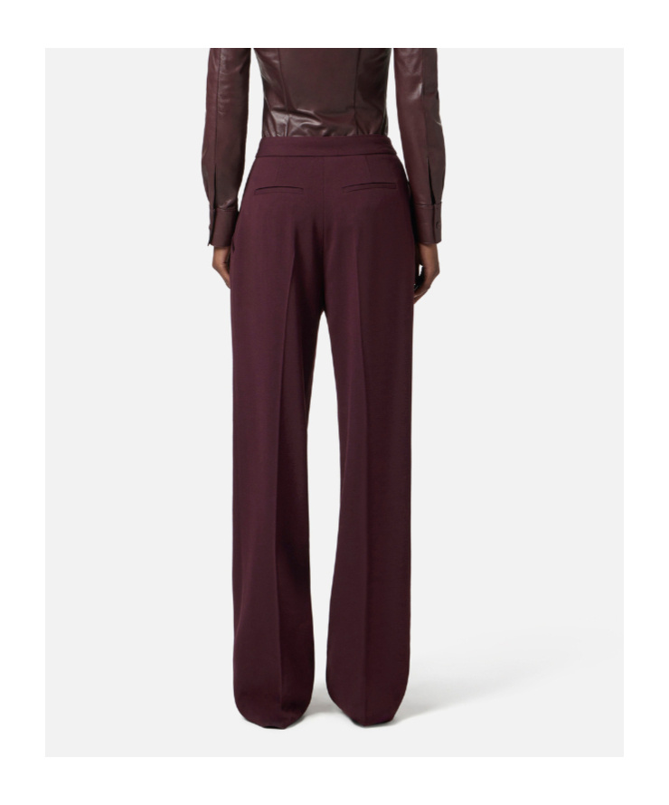 Elisabetta Franchi High-waisted Tailored Trousers In Burgundy