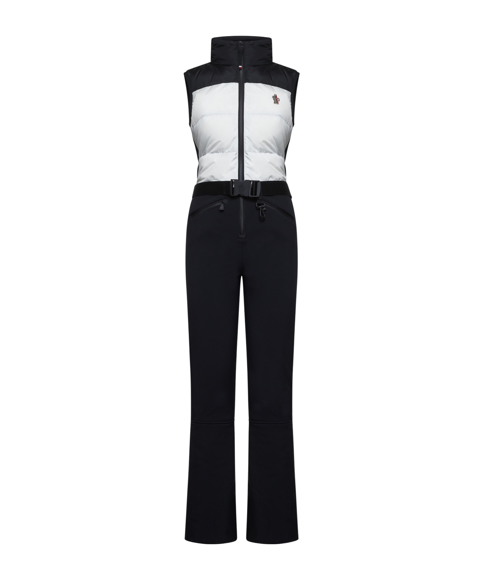 Moncler Black And White Down-filled Ski Suit In Black
