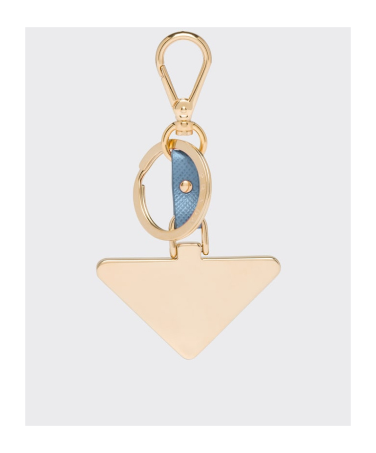 Prada Triangle-logo Keyring In Astral Blue