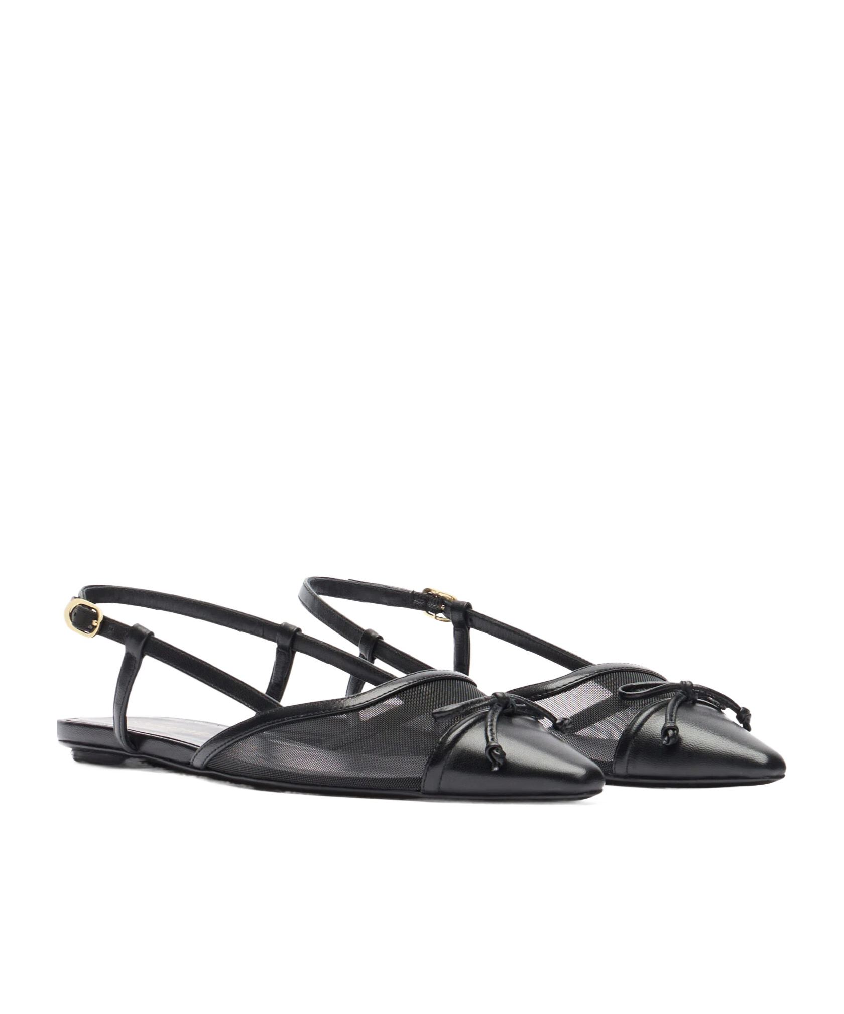 Stuart Weitzman Black Slingback Ballerinas With Pointed Design