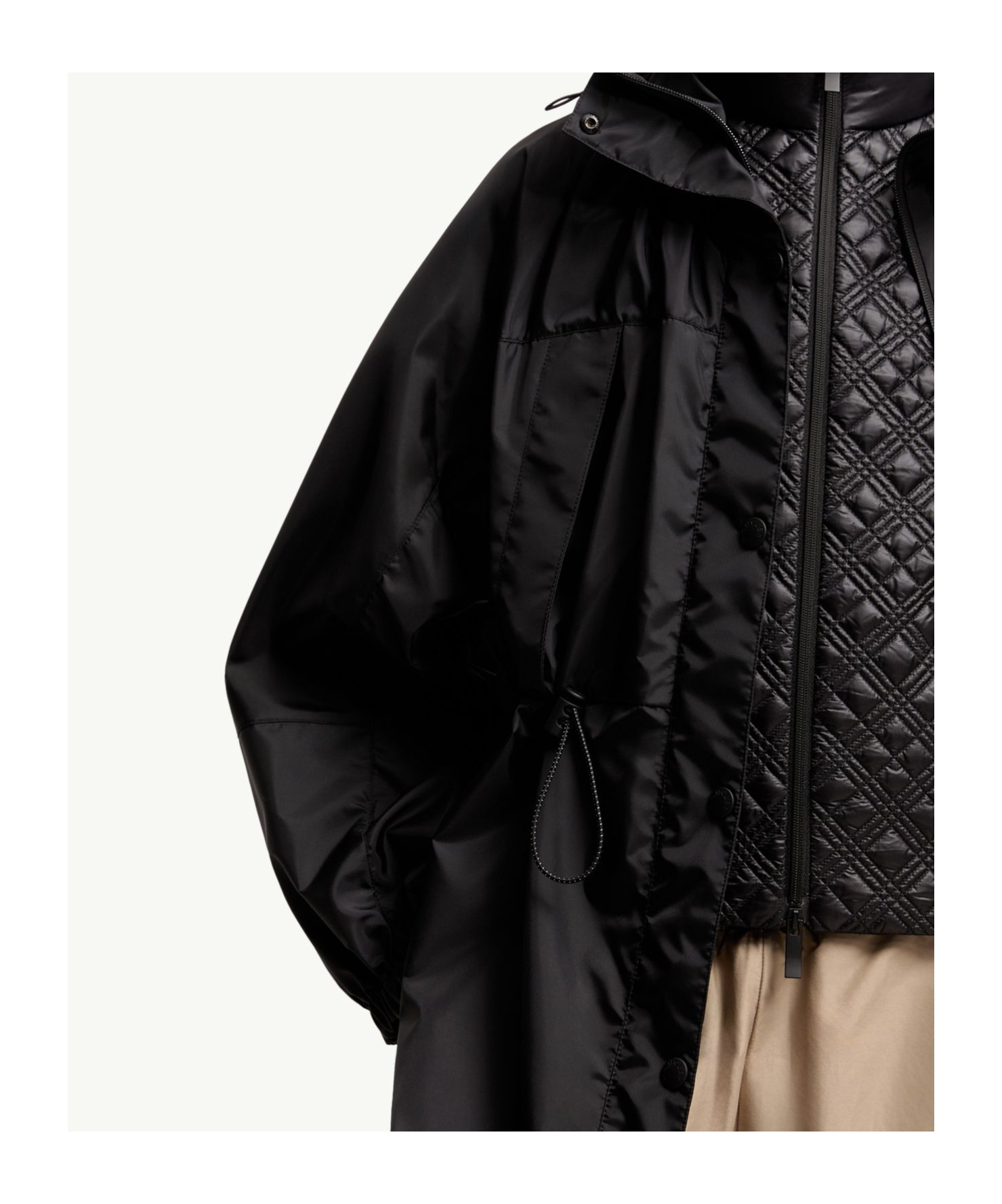 Moncler Expression Canvas Long Parka In Black