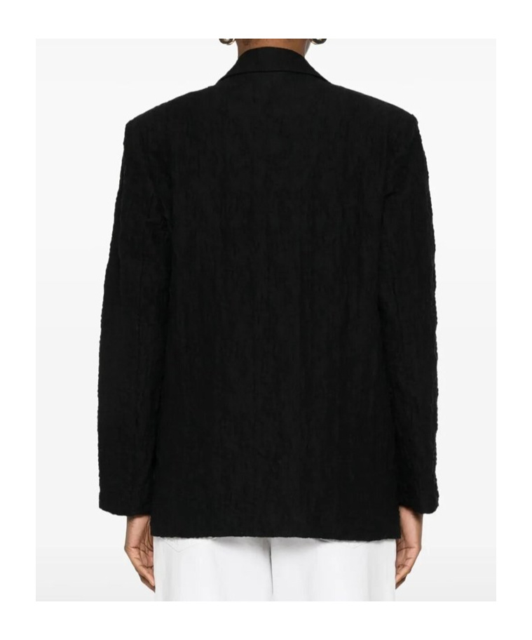 Shop Harris Wharf London Crinkled-finish Blazer In Black