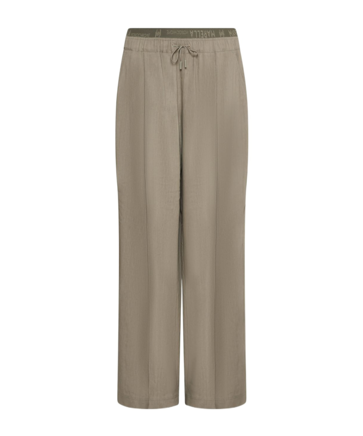 Marella Straight-fit Stretch Viscose And Linen Trousers In Brown