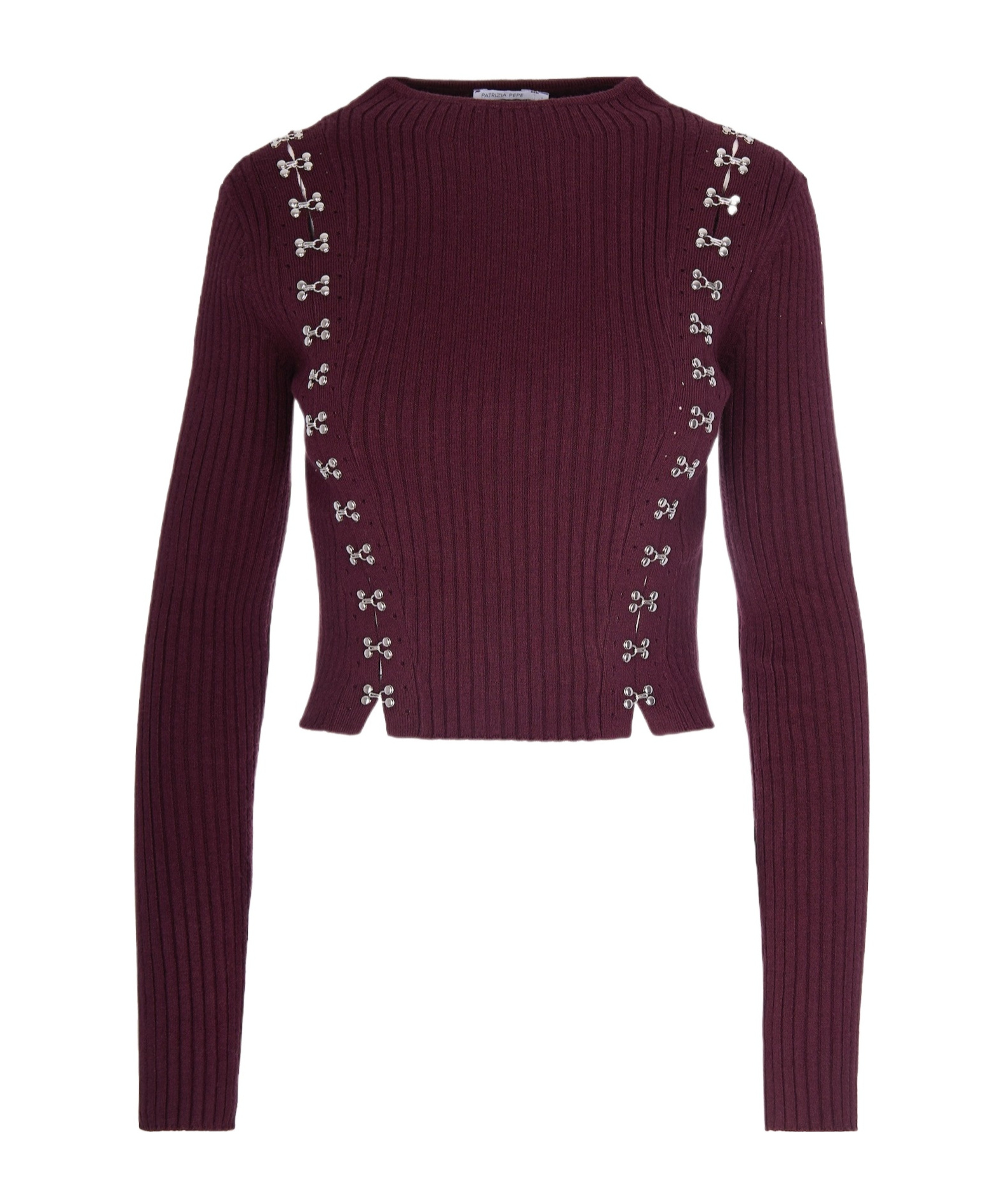Patrizia Pepe Maglia Glam Rock Aderente Purple Red In Brown