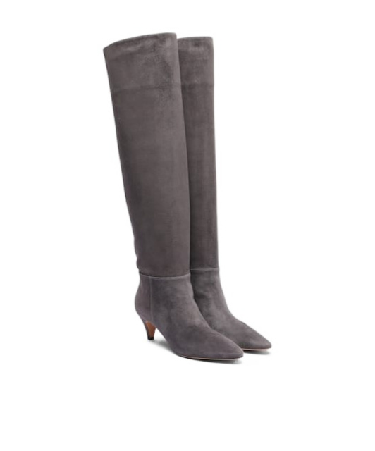 Gianvito Rossi Suede Knee-high Boots In Black