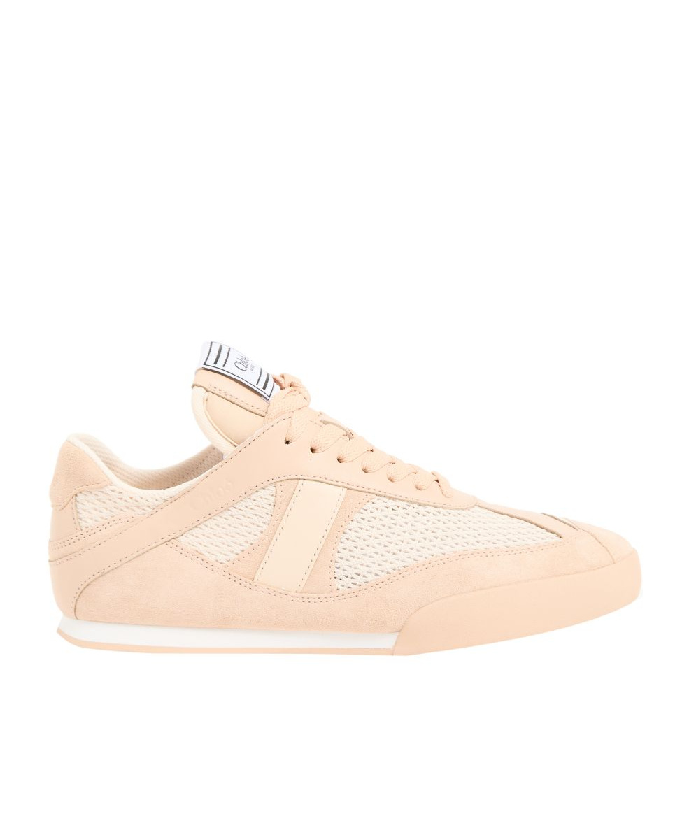 Chloé Kick Leather And Suede-trimmed Mesh Sneakers In Nude