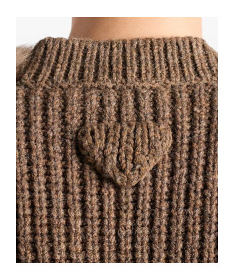 Prada Shearling-trimmed Wool Cardigan In Brown