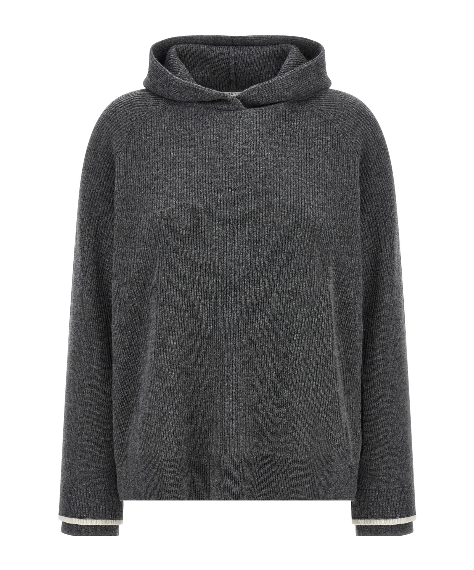 Brunello Cucinelli Ribbed Texture Hooded Sweater With Long Sleeves In Black