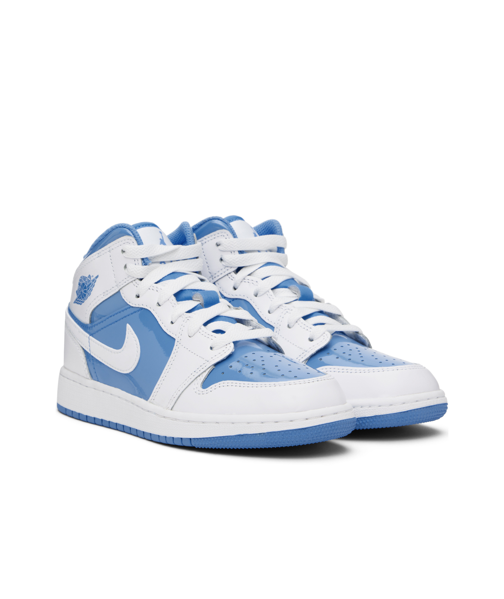 Nike Big Kids White & Blue Air Jordan 1 Mid Se Sneakers In White/legendary Blue