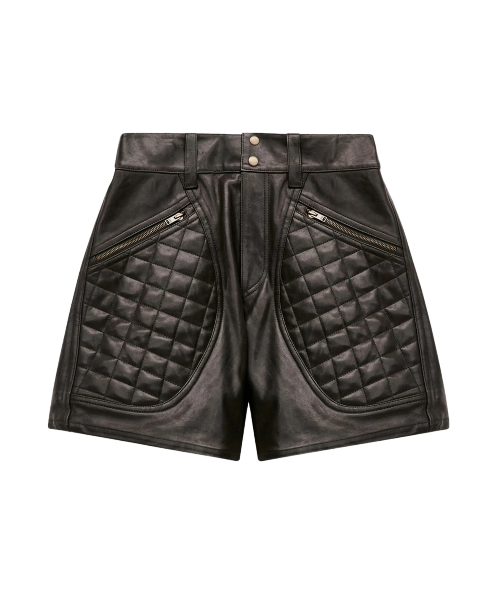 Isabel Marant Candice Mini Shorts In Quilted Leather In Black